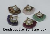 NGP1508 8*25*28mm mixed gemstone with brass setting pendants