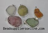 NGP1511 20*30mm - 25*35mm freeform plated druzy agate pendants