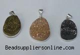 NGP1512 20*30mm - 25*35mm freeform plated druzy agate pendants