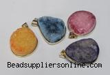 NGP1515 20*30mm - 25*35mm freeform plated druzy agate pendants