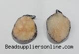 NGP1519 30*35mm - 30*40mm freeform plated druzy agate pendants