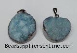 NGP1522 30*35mm - 30*40mm freeform plated druzy agate pendants