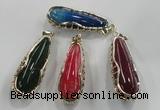 NGP1563 18*25*65mm teardrop agate with brass setting pendants