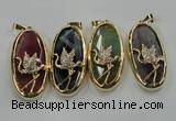 NGP1564 8*28*60mm oval agate with brass setting pendants