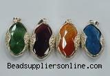 NGP1566 11*32*58mm marquise agate with brass setting pendants