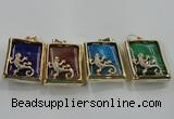 NGP1568 9*33*45mm rectangle agate with brass setting pendants