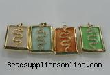 NGP1569 9*35*45mm rectangle agate with brass setting pendants