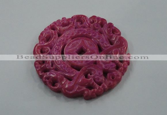 NGP1612 65*65mm Carved dyed natural hetian jade pendants wholesale