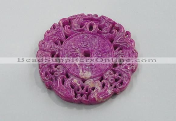 NGP1614 65*65mm Carved dyed natural hetian jade pendants wholesale