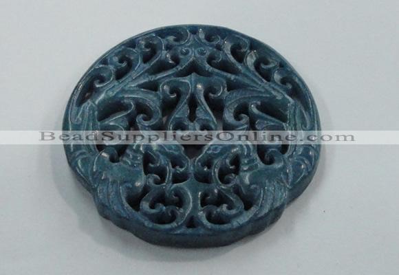 NGP1647 65*65mm Carved dyed natural hetian jade pendants wholesale