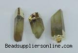 NGP1668 12*35mm - 18*50mm faceted nuggets lemon quartz pendants