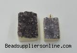 NGP1670 25*35mm - 30*45mm rectangle druzy amethyst pendants