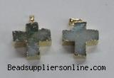 NGP1681 25*26mm - 27*28mm cross druzy agate pendants wholesale