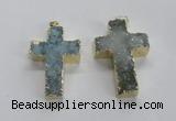 NGP1685 30*45mm - 32*50mm cross druzy agate pendants wholesale