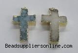 NGP1686 30*45mm - 32*50mm cross druzy agate pendants wholesale