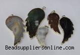 NGP1695 20*40mm - 35*70mm carved leaf agate gemstone pendants