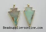 NGP1703 27*47mm arrowhead australia chrysoprase pendants