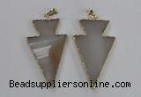 NGP1713 28*50mm - 30*55mm arrowhead agate gemstone pendants