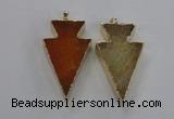 NGP1714 28*50mm - 30*55mm arrowhead agate gemstone pendants