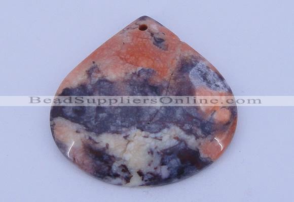 NGP172 2pcs 6*44mm flat teardrop brecciated jasper gemstone pendants