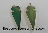 NGP1724 30*65mm arrowhead agate gemstone pendants wholesale