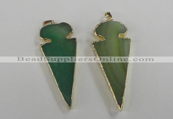 NGP1724 30*65mm arrowhead agate gemstone pendants wholesale