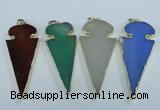 NGP1725 30*65mm arrowhead agate gemstone pendants wholesale