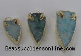 NGP1749 20*30mm - 25*50mm arrowhead druzy agate gemstone pendants