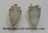 NGP1750 20*30mm - 25*50mm arrowhead druzy agate gemstone pendants