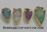 NGP1752 20*30mm - 25*50mm arrowhead druzy agate gemstone pendants