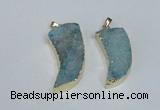 NGP1784 15*35mm - 20*45mm oxhorn druzy agate gemstone pendants