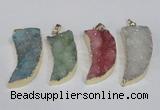 NGP1786 15*35mm - 20*45mm oxhorn druzy agate gemstone pendants