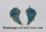 NGP1788 20*40mm - 25*45mm wing-shaped druzy agate pendants