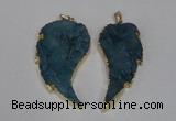 NGP1790 30*60mm - 35*65mm wing-shaped druzy agate pendants