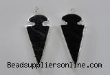 NGP1807 25*60mm - 30*65mm arrowhead black agate pendants