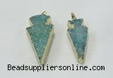 NGP1812 22*40mm - 28*48mm arrowhead druzy agate gemstone pendants