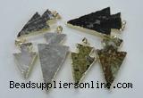 NGP1819 18*38mm - 28*45mm arrowhead druzy agate gemstone pendants