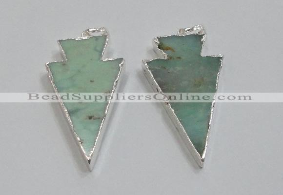 NGP1830 25*45mm arrowhead australia chrysoprase pendants