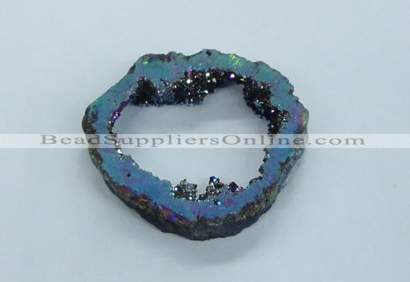 NGP1835 45*55mm - 55*60mm donut plated druzy agate pendants