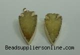 NGP1872 20*30mm - 25*50mm arrowhead druzy agate gemstone pendants