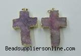 NGP1878 30*45mm - 32*50mm cross druzy agate gemstone pendants