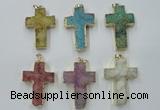 NGP1879 30*45mm - 32*50mm cross druzy agate gemstone pendants