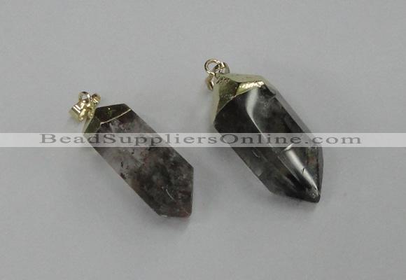 NGP1903 13*30mm - 15*38mm faceted nuggets green phantom quartz pendants