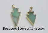 NGP1918 16*30mm - 20*38mm arrowhead australia chrysoprase pendants