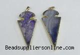 NGP1925 30*65mm arrowhead agate gemstone pendants wholesale