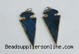 NGP1926 30*65mm arrowhead agate gemstone pendants wholesale