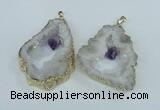 NGP1950 30*40mm - 45*55mm freeform druzy agate & amethyst pendants