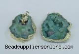 NGP1955 30*40mm - 45*55mm freeform druzy agate & amethyst pendants