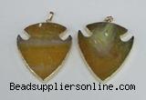 NGP1963 47*57mm arrowhead agate gemstone pendants wholesale