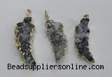 NGP1988 15*40mm - 20*50mm wing-shaped druzy agate pendants